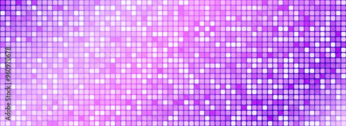 Purple pink disco party pattern background. Iridescent sequin mosaic texture. Abstract shining halftone wallpaper. Pop up comic sparkling glitter backdrop. Retro vector design template