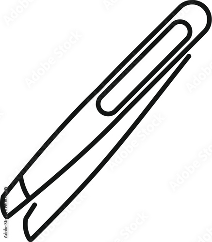 Simple black and white line drawing of a pair of metal tweezers with a rectangle in the middle, useful for beauty and makeup concepts