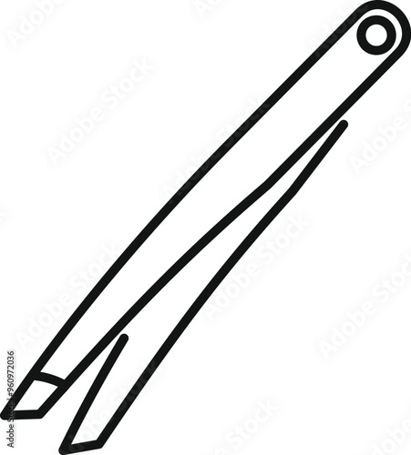 Simple line drawing of tweezers, ideal for representing beauty, grooming, or cosmetic concepts