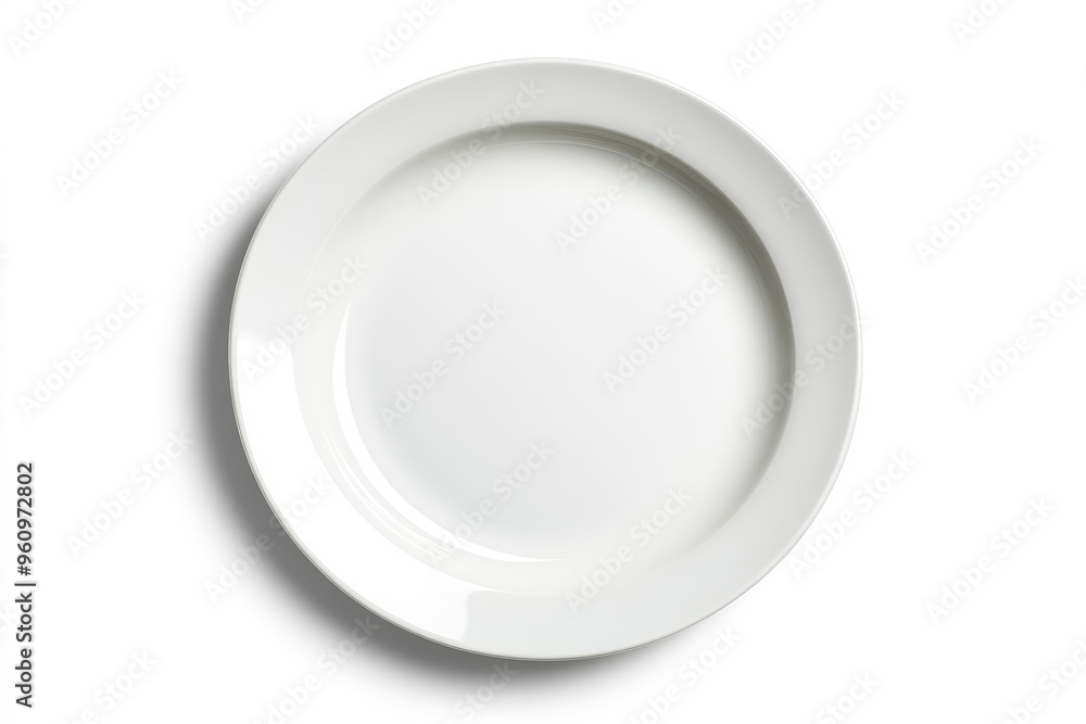 White empty plate isolated on white background with clipping path, top view, flat lay, ai White empty plate isolated on white background with clipping path, top view, flat lay, ai
