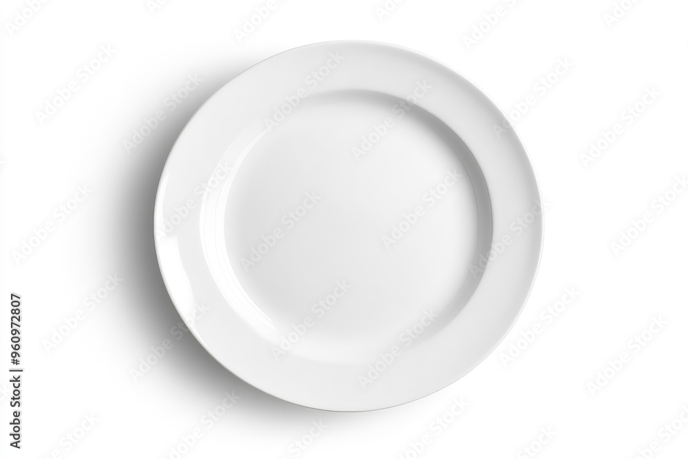 White empty plate isolated on white background with clipping path, top view, flat lay, ai White empty plate isolated on white background with clipping path, top view, flat lay, ai