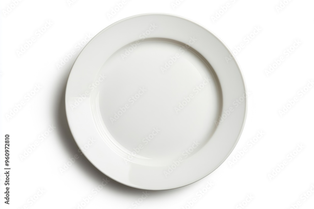 White empty plate isolated on white background with clipping path, top view, flat lay, ai White empty plate isolated on white background with clipping path, top view, flat lay, ai