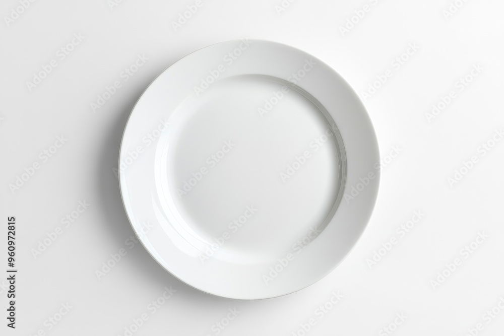 White empty plate isolated on white background with clipping path, top view, flat lay, ai White empty plate isolated on white background with clipping path, top view, flat lay, ai
