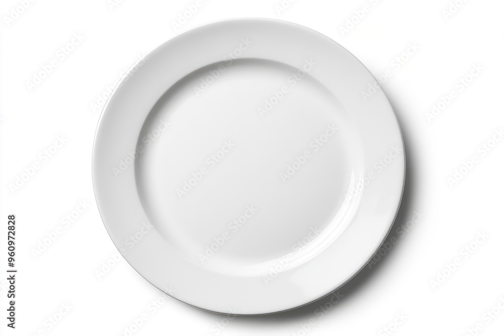 White empty plate isolated on white background with clipping path, top view, flat lay, ai White empty plate isolated on white background with clipping path, top view, flat lay, ai