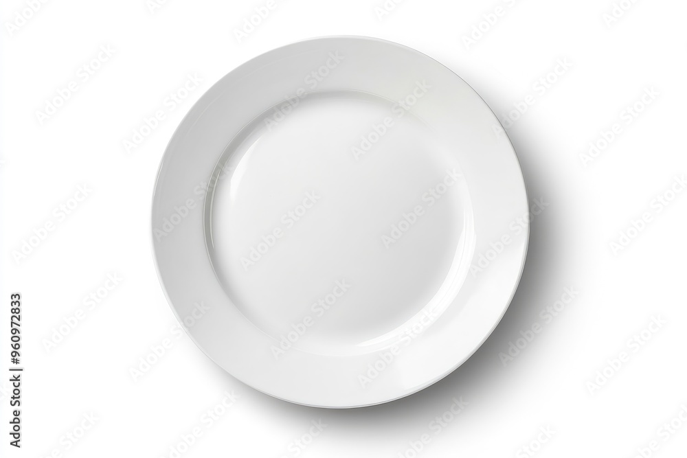 White empty plate isolated on white background with clipping path, top view, flat lay, ai White empty plate isolated on white background with clipping path, top view, flat lay, ai