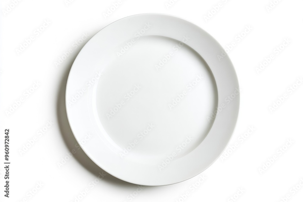 White empty plate isolated on white background with clipping path, top view, flat lay, ai White empty plate isolated on white background with clipping path, top view, flat lay, ai