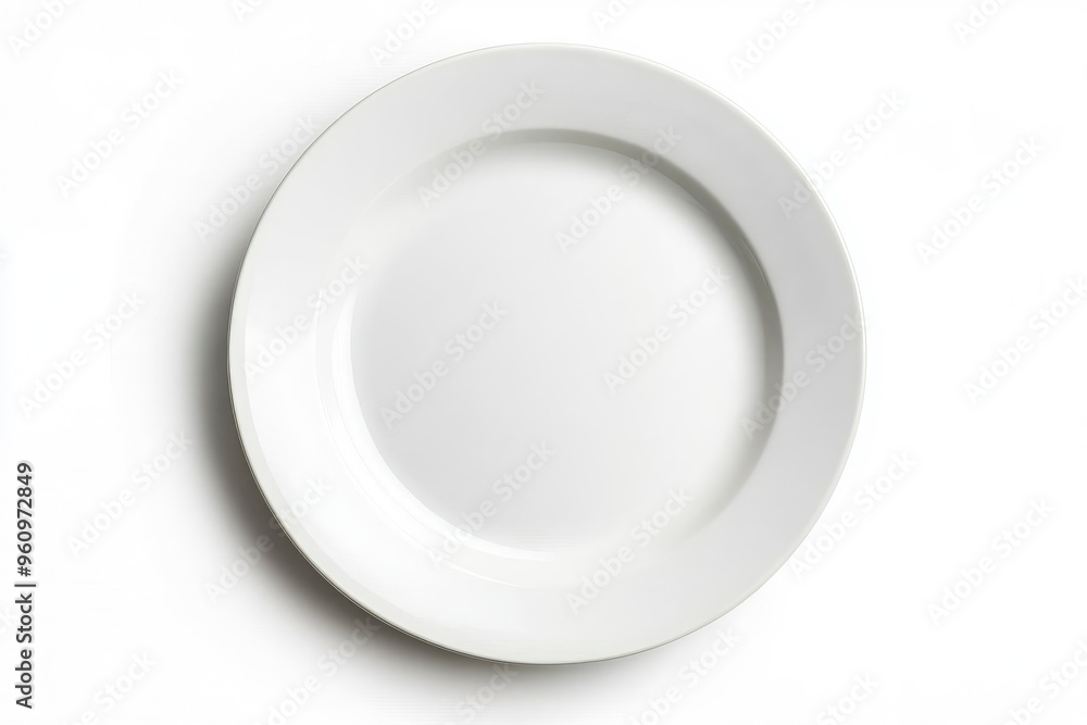 White empty plate isolated on white background with clipping path, top view, flat lay, ai White empty plate isolated on white background with clipping path, top view, flat lay, ai