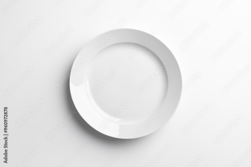 White empty plate isolated on white background with clipping path, top view, flat lay, ai White empty plate isolated on white background with clipping path, top view, flat lay, ai
