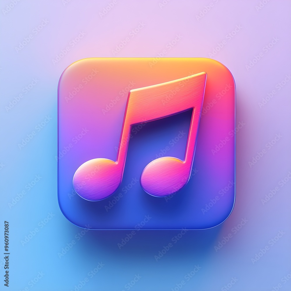 3D Music Note Icon Gradient Background 3D Music Note Icon Gradient Background