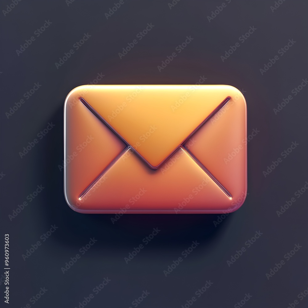 3D Orange Envelope Icon - Digital Communication 3D Orange Envelope Icon - Digital Communication