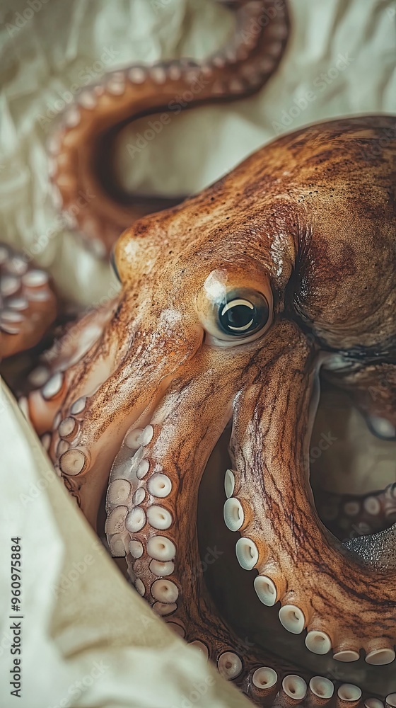 Naklejka premium octopus isolated on paper background