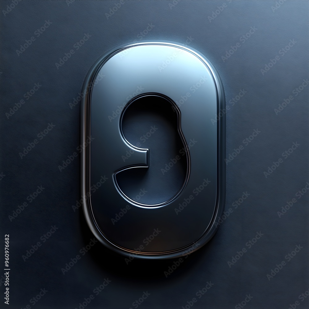 Abstract Metallic Shape on Dark Blue Background Abstract Metallic Shape on Dark Blue Background