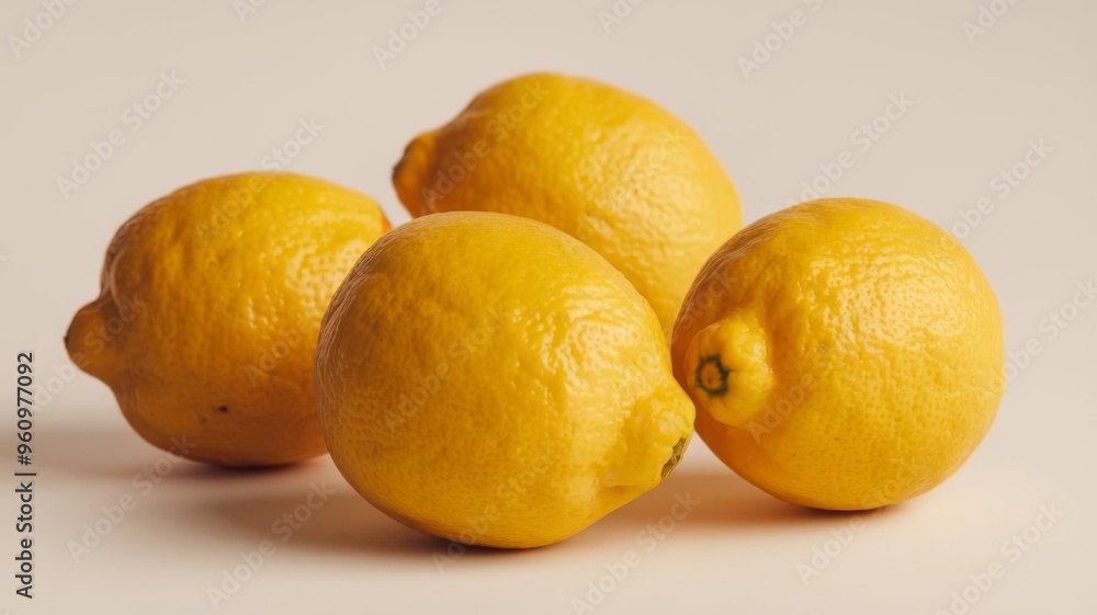 Fresh lemons with vibrant yellow skin, isolated on a clean white background Fresh lemons with vibrant yellow skin, isolated on a clean white background