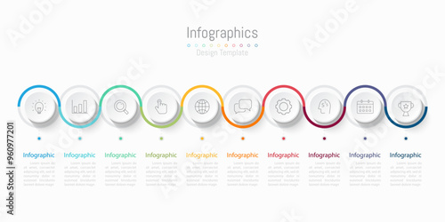Infographic 10 options design elements for your business data. Vector Illustration.