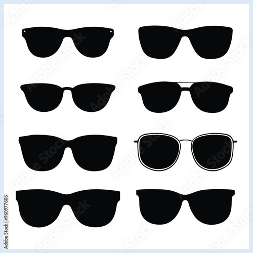 Cute sunglasses silhouette set