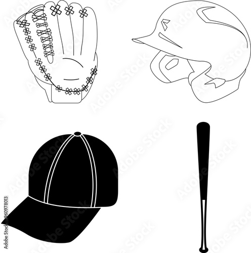 Baseball equipment outline