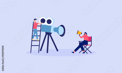 Movie making process concept vector