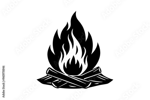 Campfire icon, bonfire vector silhouette, fire vector


