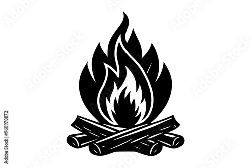 Campfire icon, bonfire vector silhouette, fire vector


