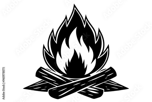 Campfire icon, bonfire vector silhouette, fire vector


