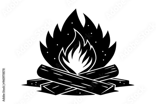 Campfire icon, bonfire vector silhouette, fire vector


