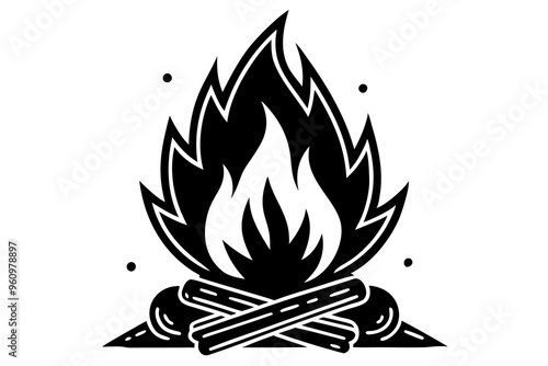Campfire icon, bonfire vector silhouette, fire vector



