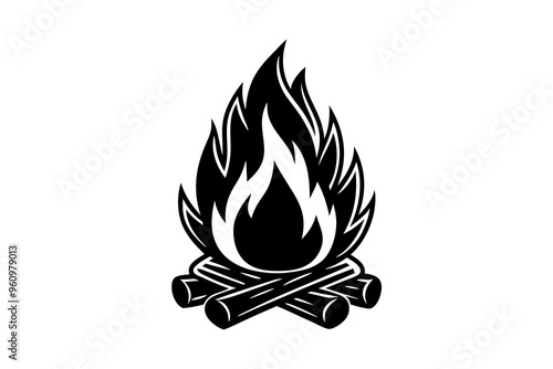 Campfire icon, bonfire vector silhouette, fire vector


