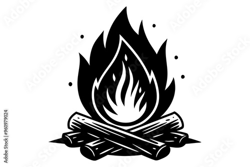 Campfire icon, bonfire vector silhouette, fire vector


