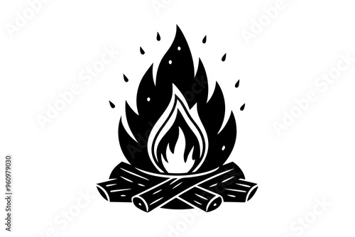 Campfire icon, bonfire vector silhouette, fire vector


