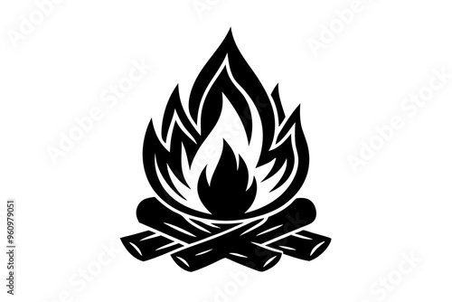 Campfire icon, bonfire vector silhouette, fire vector


