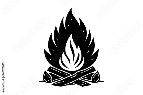 Campfire icon, bonfire vector silhouette, fire vector


