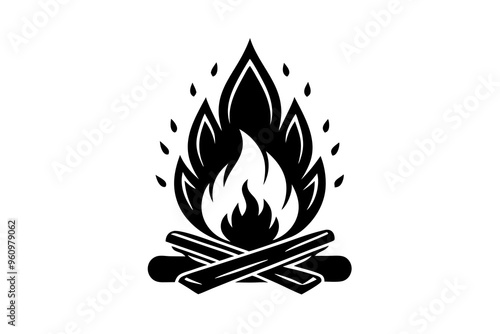 Campfire icon, bonfire vector silhouette, fire vector


