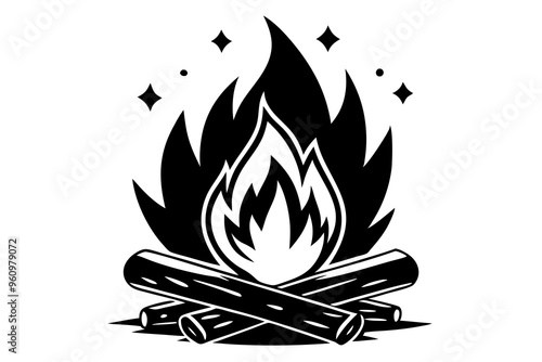 Campfire icon, bonfire vector silhouette, fire vector


