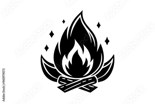 Campfire icon, bonfire vector silhouette, fire vector



