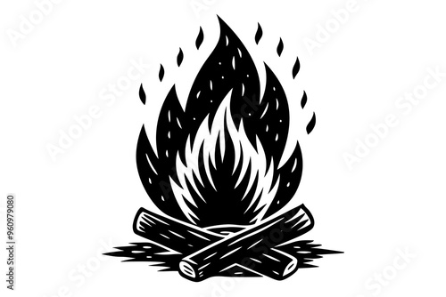 Campfire icon, bonfire vector silhouette, fire vector


