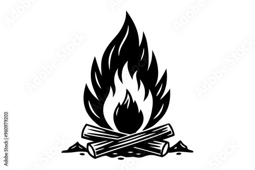 Campfire icon, bonfire vector silhouette, fire vector


