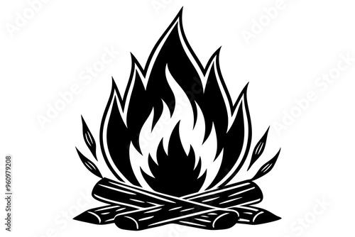Campfire icon, bonfire vector silhouette, fire vector


