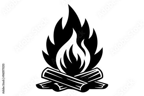 Campfire icon, bonfire vector silhouette, fire vector


