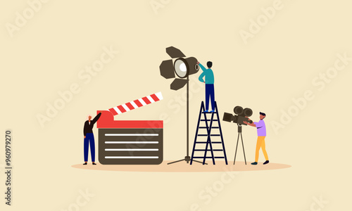 Movie making process concept vector