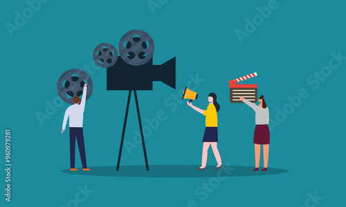 Movie making process concept vector
