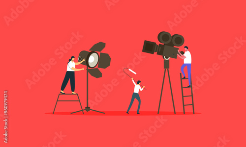 Movie making process concept vector