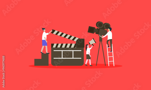 Movie making process concept vector