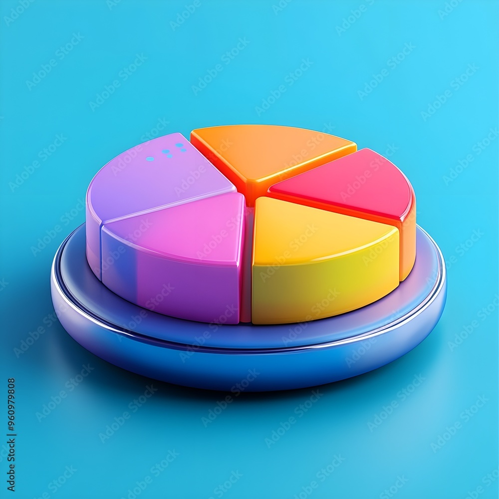 Fototapeta premium Colorful Pie Chart on Blue Background for Business Data