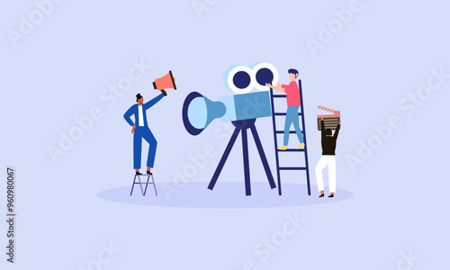 Movie making process concept vector