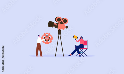 Movie making process concept vector