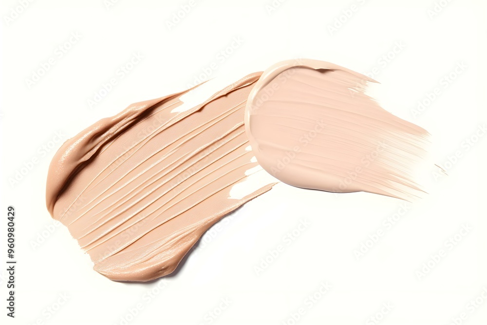 Foundation or bb cc cream and matte concealer texture swatch on white background Foundation or bb cc cream and matte concealer texture swatch on white background