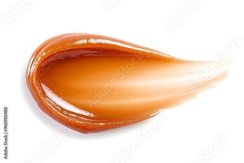 Lip balm orange cinnamon browncolored texture smudge on white isolated background