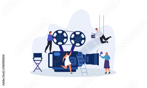 Movie making process concept vector