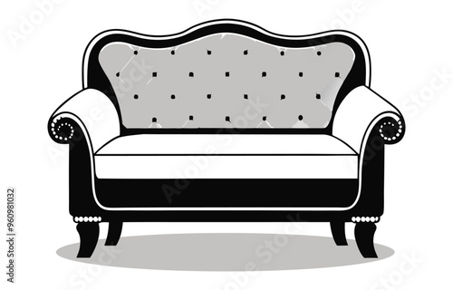 Colorful cozy furniture sofa and armchair vector illustration