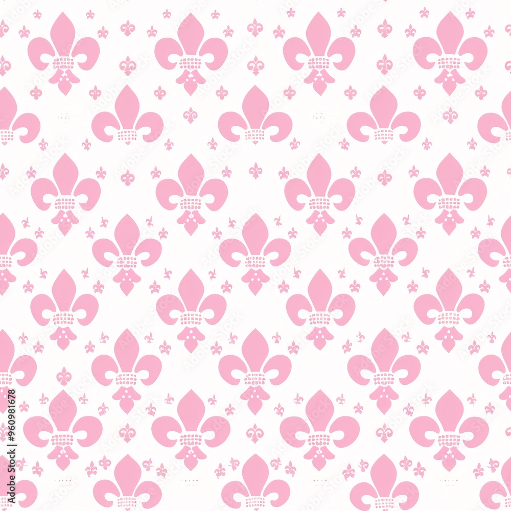Pink Fleur-de-lis Damask Seamless Pattern Pink Fleur-de-lis Damask Seamless Pattern